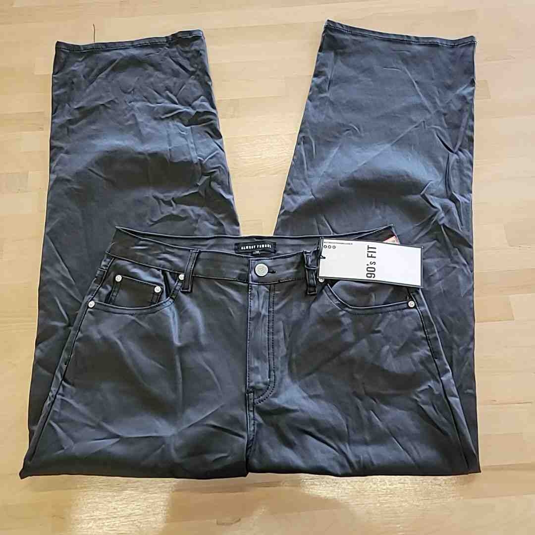 Almost Famous Size 15 Black 90's Fit Wide leg Faux Leather Jeans NWT