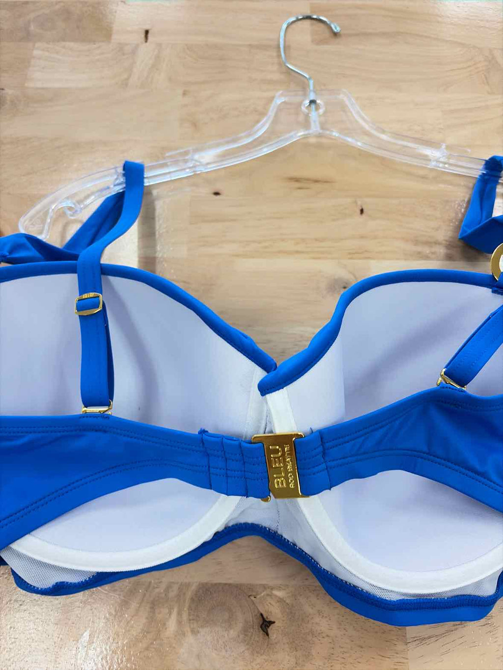 Bleu Size 38D Shirred Bikini Top