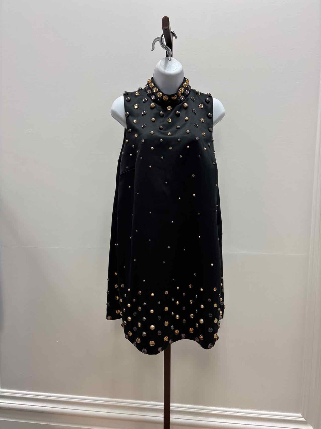 Anthropologie Size M Black Gold Satin New Dress
