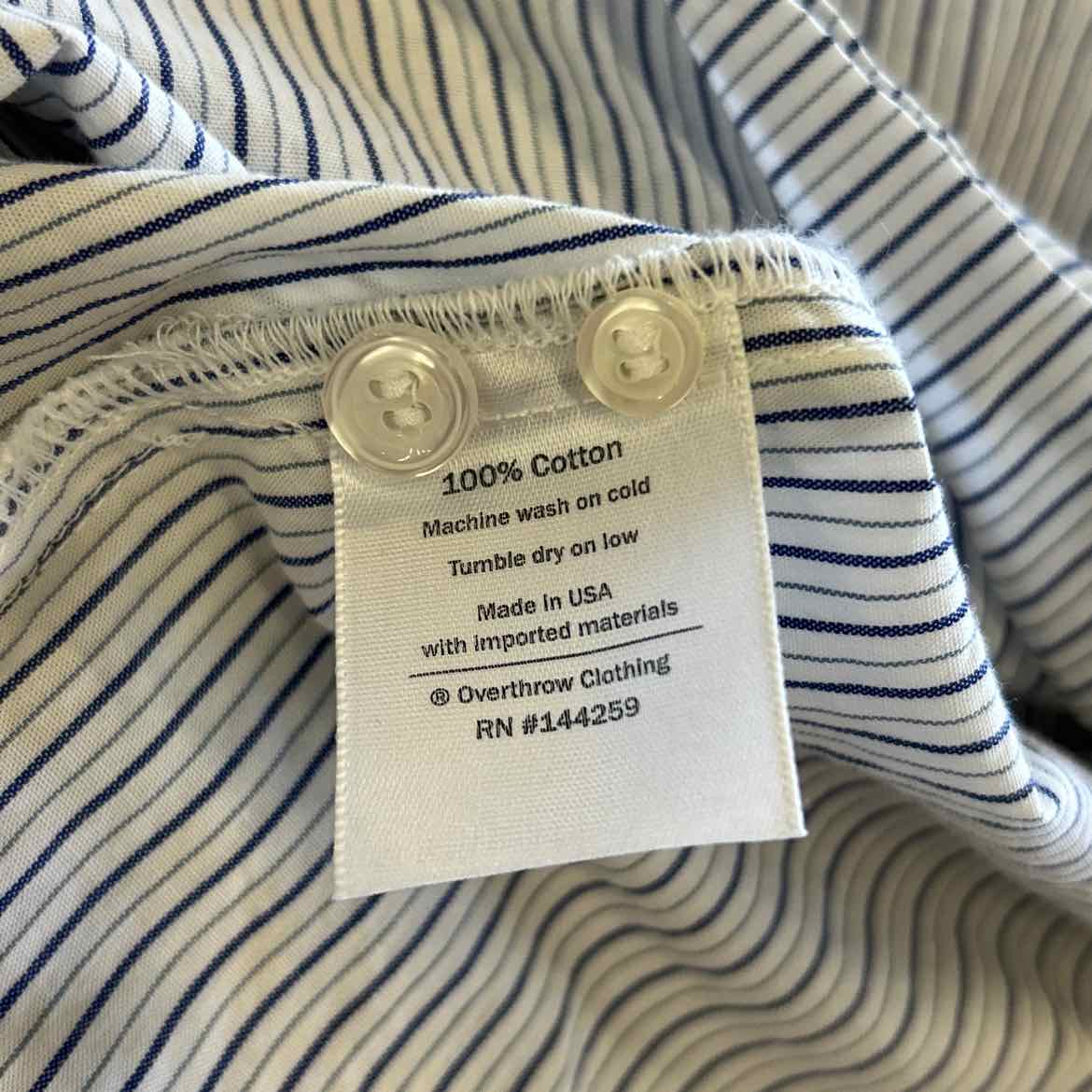 Overthrow Size S white blue Preloved MENS Button Down Shirt