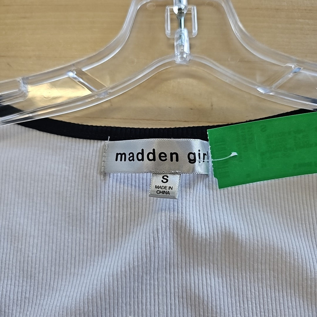 Madden Girl Juniors' Bow-Keyhole Long-Sleeve Bodysuit - Bright White