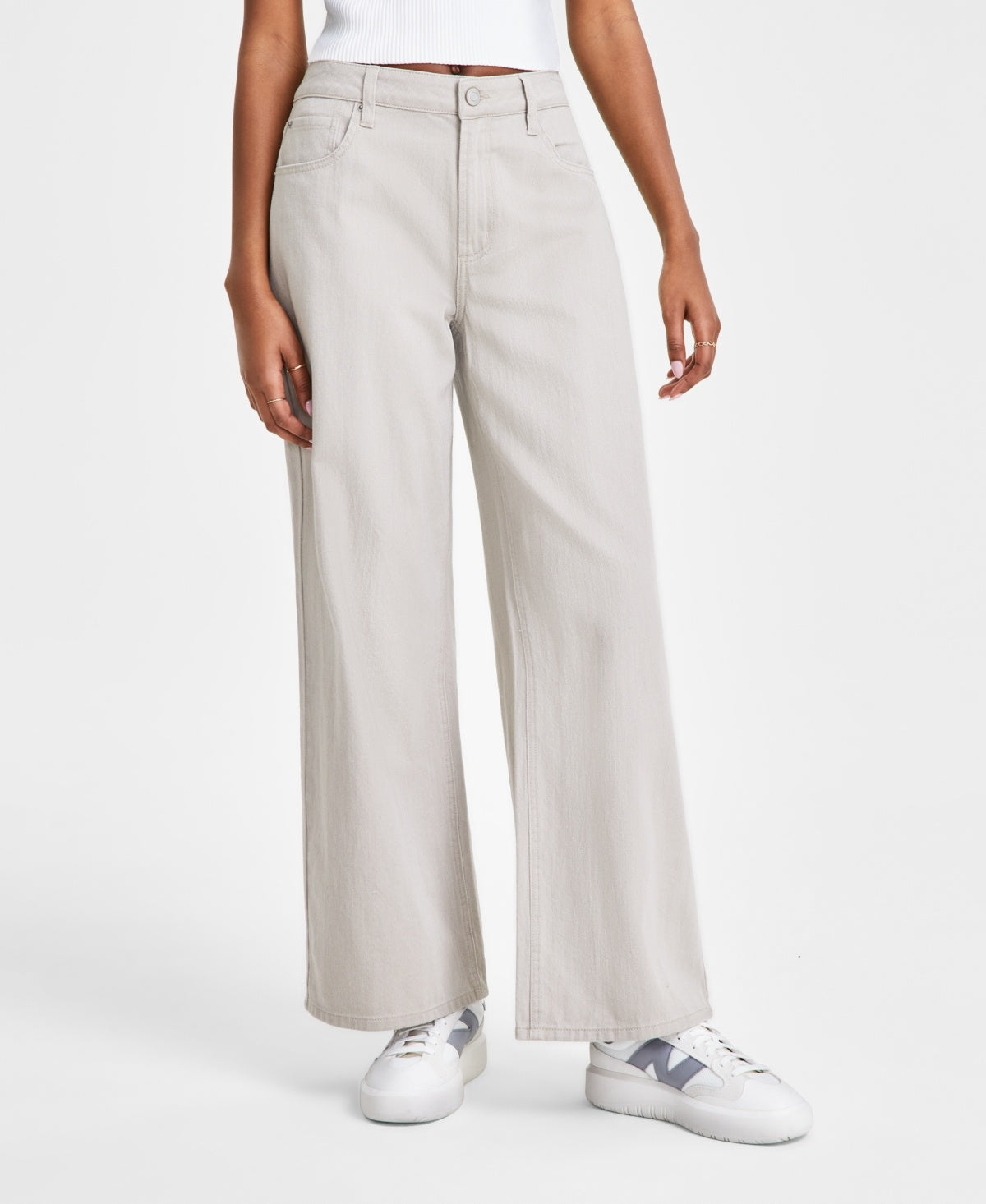 Vanilla Star Size 32 High-Rise Wide-Leg Comfy Jeans - Silver