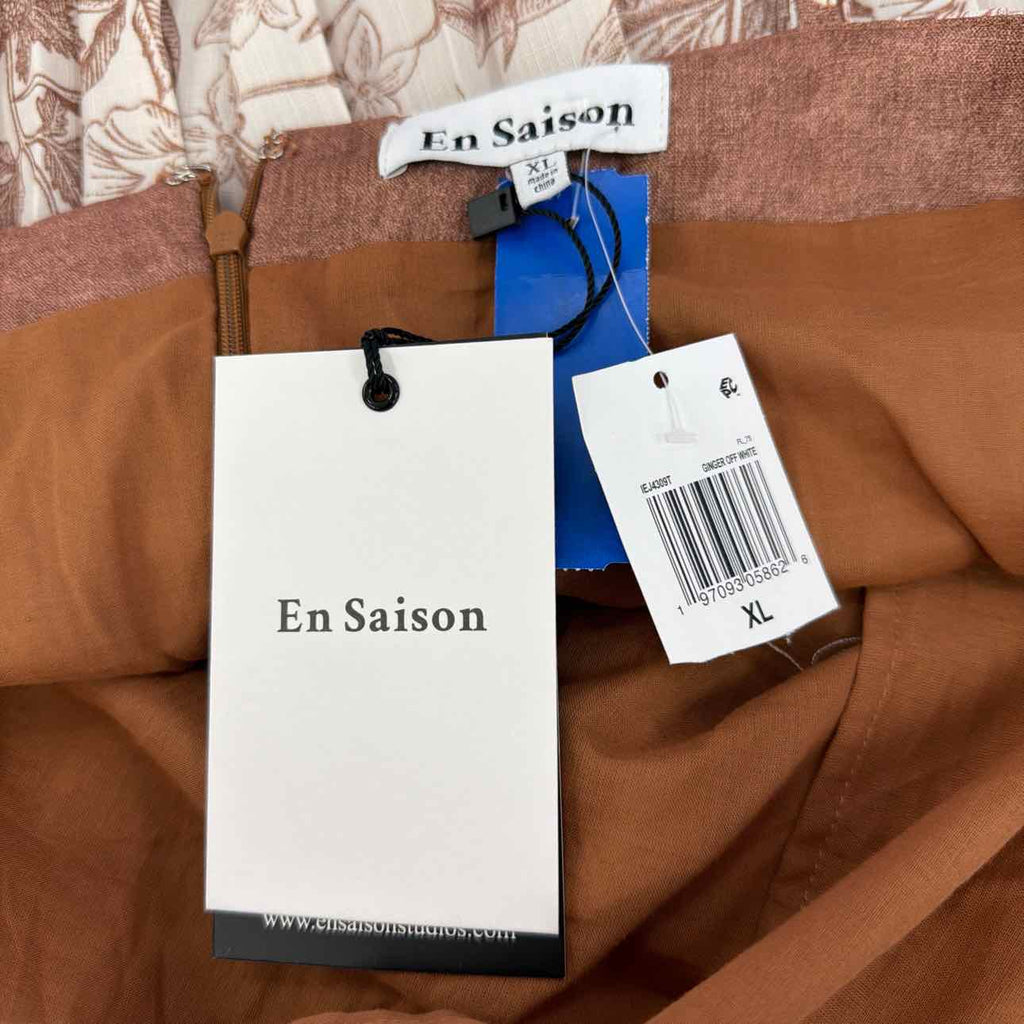 En Saison Size XL Monet Square-Neck Sleeveless Top - Ginger Off White