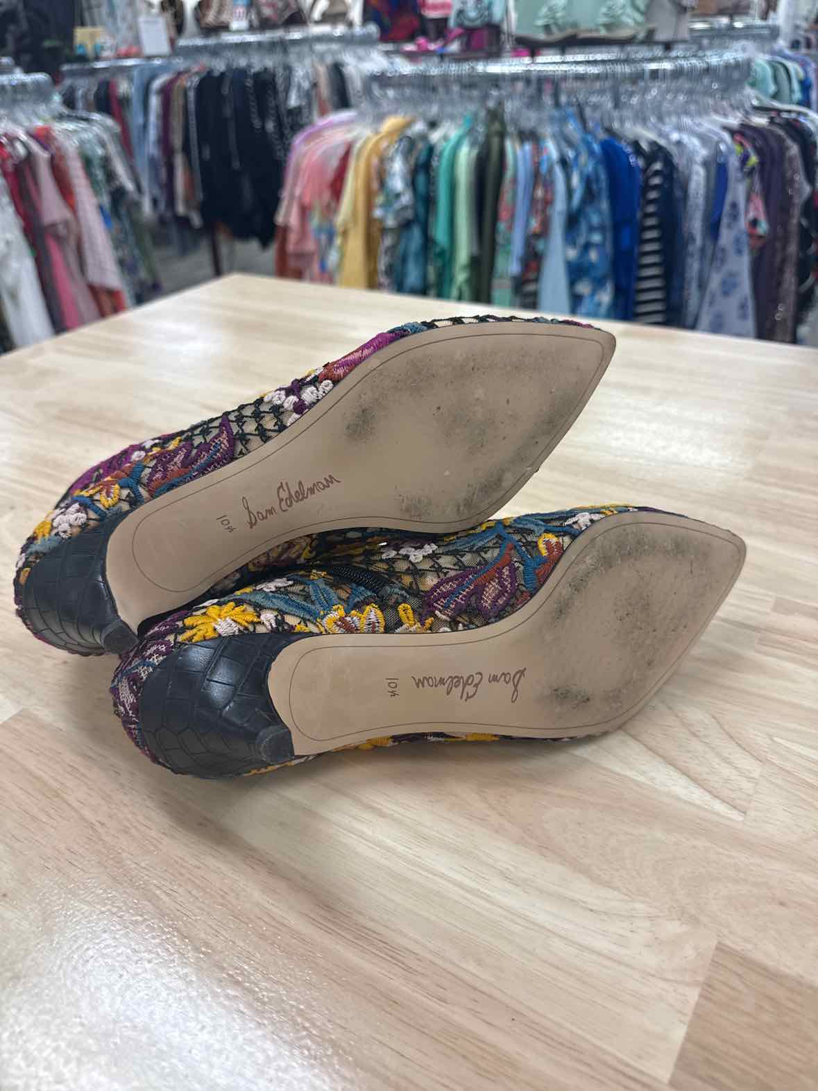 Sam Edelman Size 10.5 Purple Print Embroider Preloved Bootie