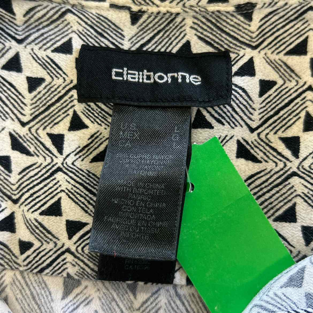 Claiborne Size L Black White Preloved MENS Button Down Shirt