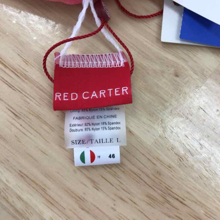 Red Carter Size L Shine Solids Pearl Triangle Top