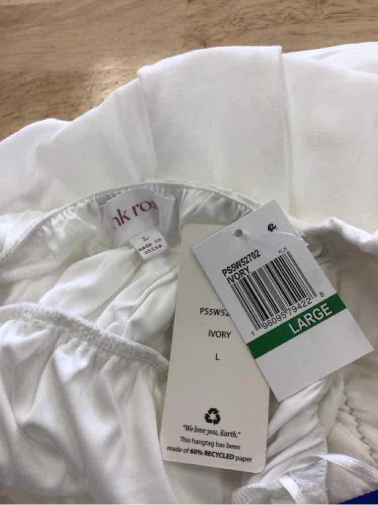 pink rose Size L White New Dress