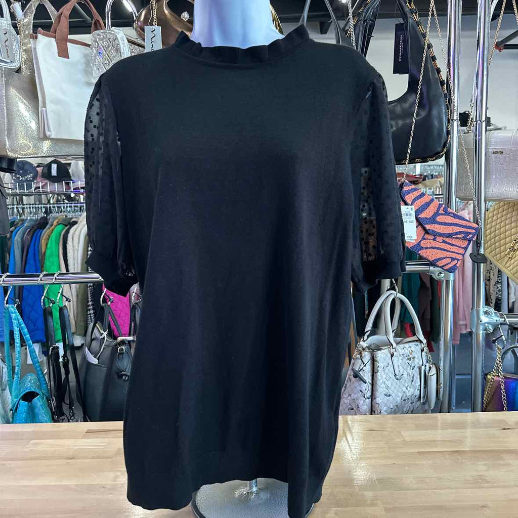 Adrianna Papell Size L Black Blouse