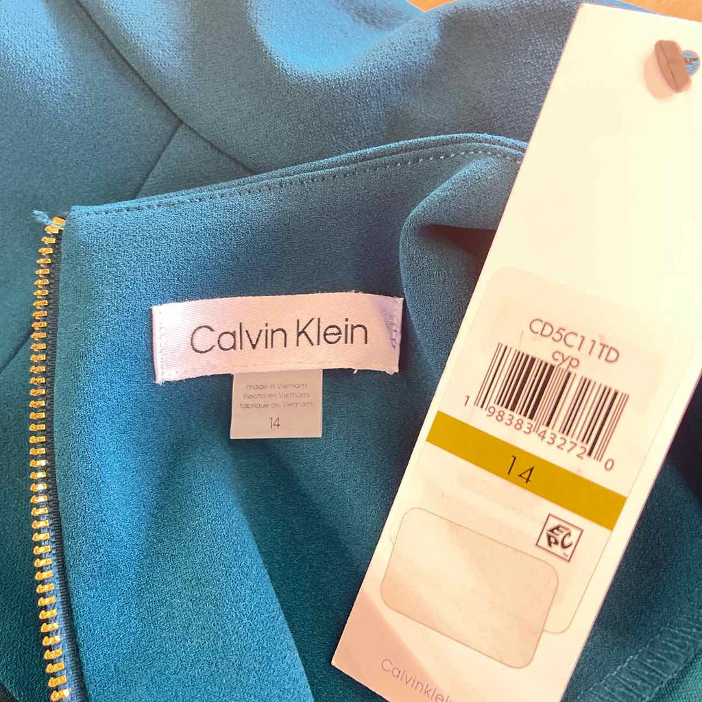 Calvin Klein Size 14 Teal New Dress