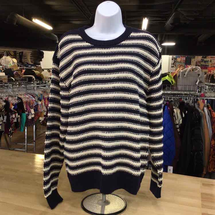 zara Size M white navy Knit Preloved Sweater