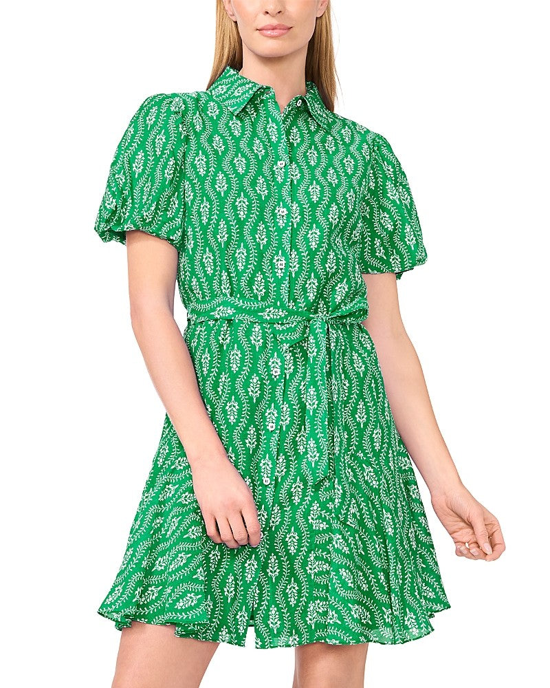 CeCe Flowy Shirt Dress with Waist Tie