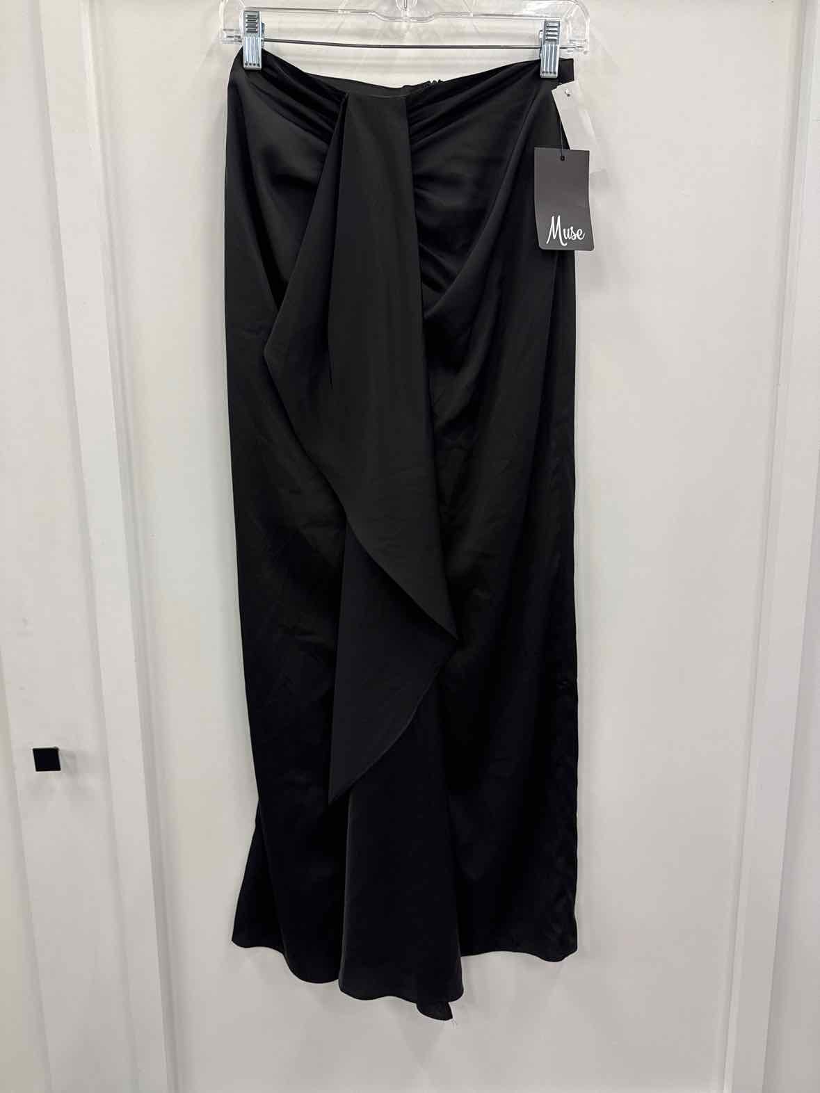 Muse Women's Draped-Front Charmeuse Maxi Skirt