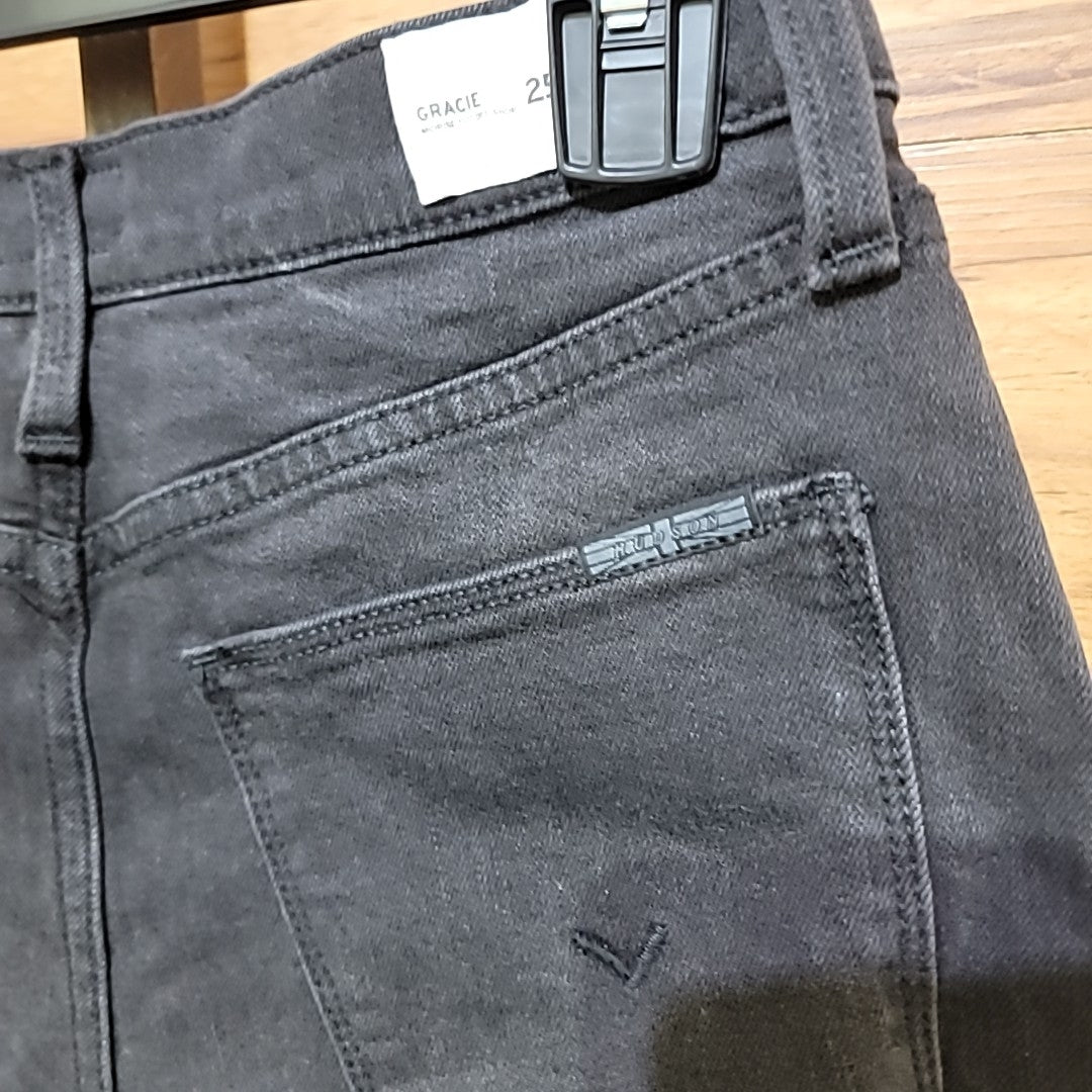 Hudson Size 27 Black Gray Gracie Midrise Cut Off Denim Shorts NWT