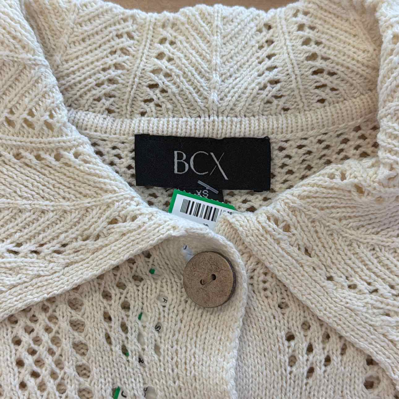 Bcx Juniors' Short-Sleeve Scalloped Cardigan Sweater - Ivory