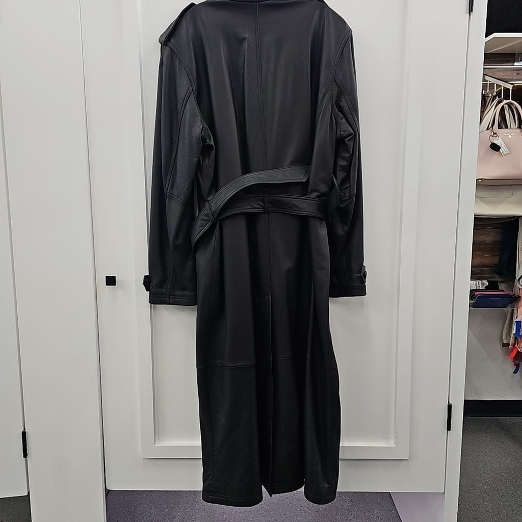 Wilsons Leather Size XL Black Trenchcoat