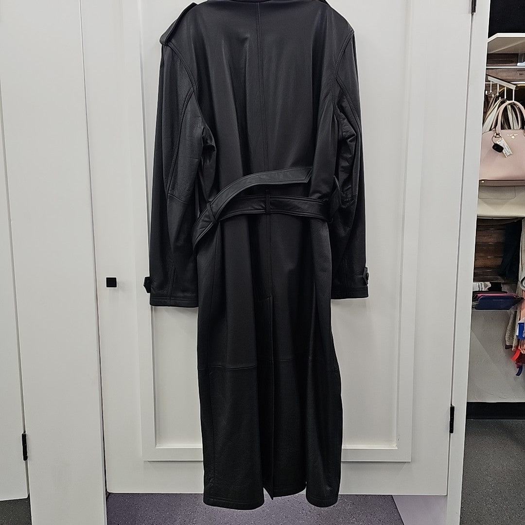 Wilsons Leather Size XL Black Trenchcoat