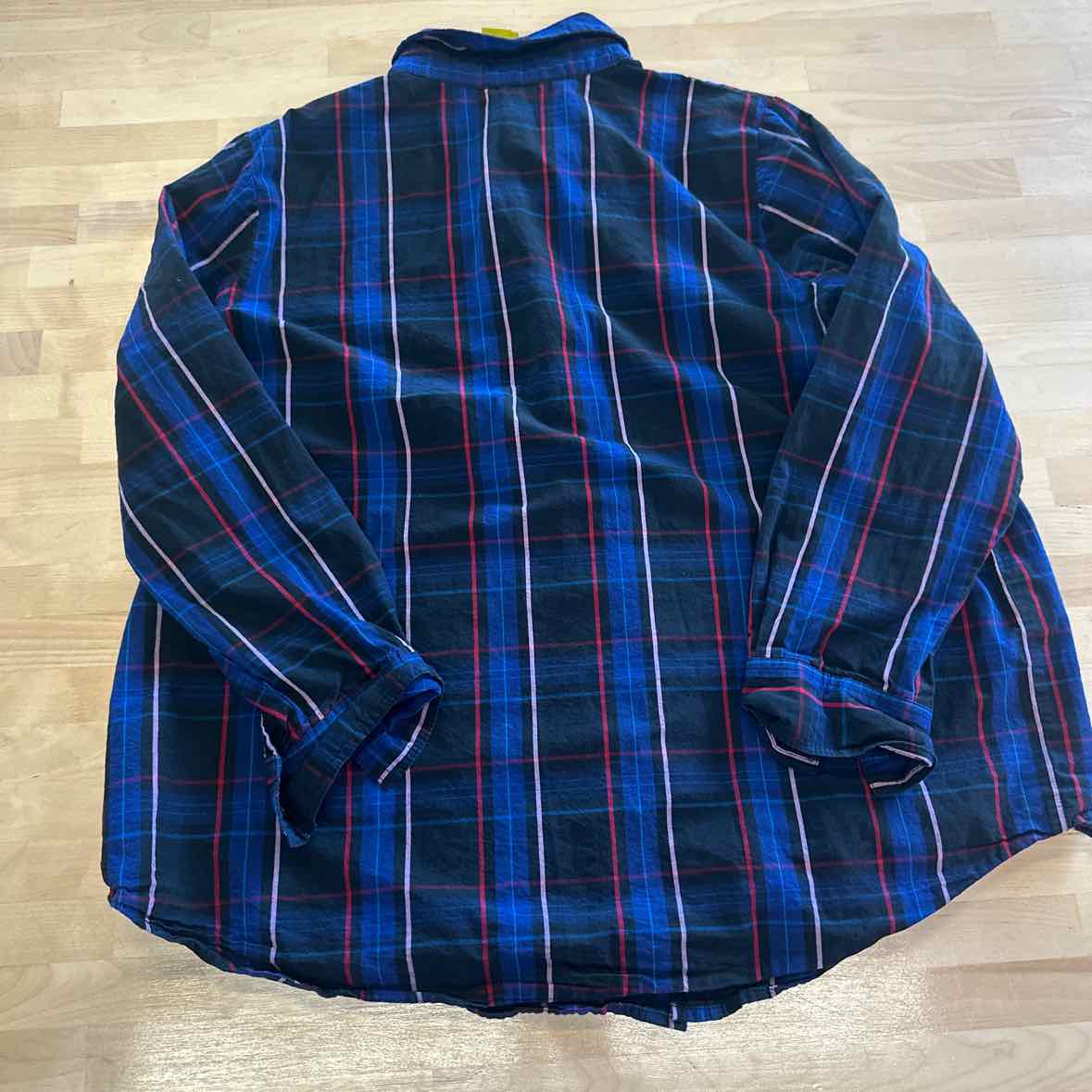 Woman Within Size L Black & Blue Button Down Shirt