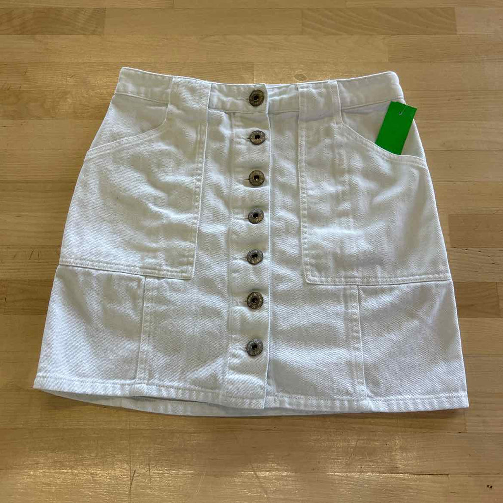 Hurley Size 24 White Denim Preloved Skirt