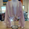 Hot & Delicious Size S White/Purple Preloved Blouse LS
