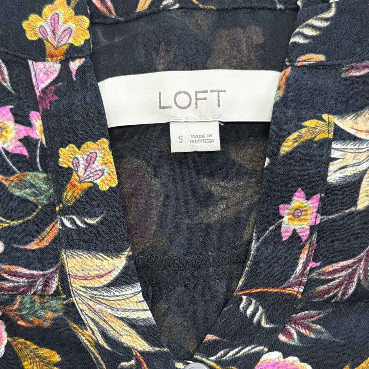 Loft Size S Black Sheer Preloved Blouse