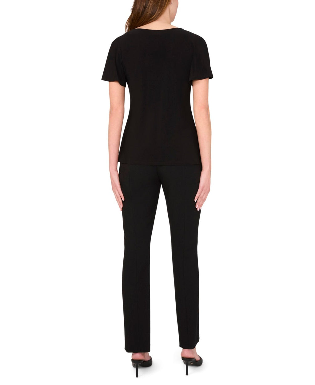 Msk Women's V-Neck Short-Sleeve Top - Black