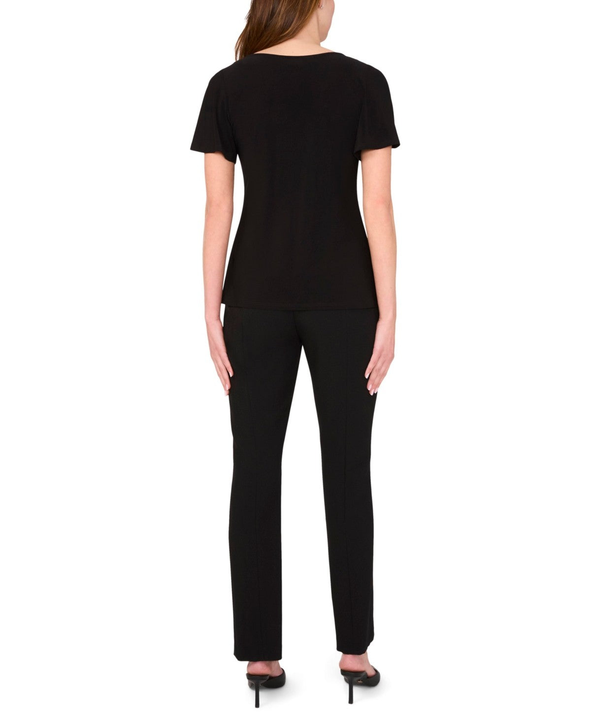 Msk Women's V-Neck Short-Sleeve Top - Black