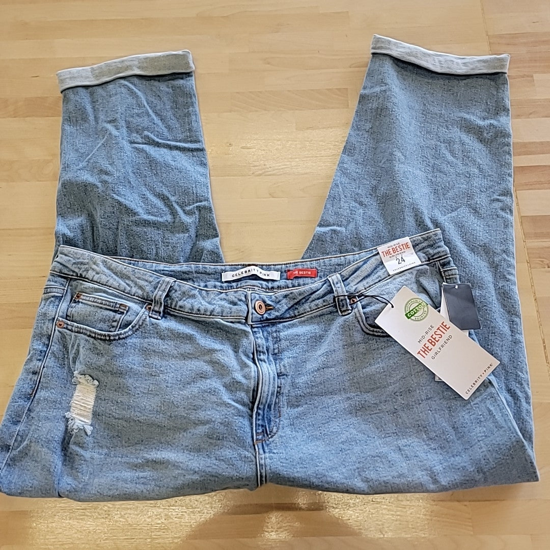 Celebrity pink Size 24 Blue Jeans Mid-Rise The Bestie Girlfriend NWT