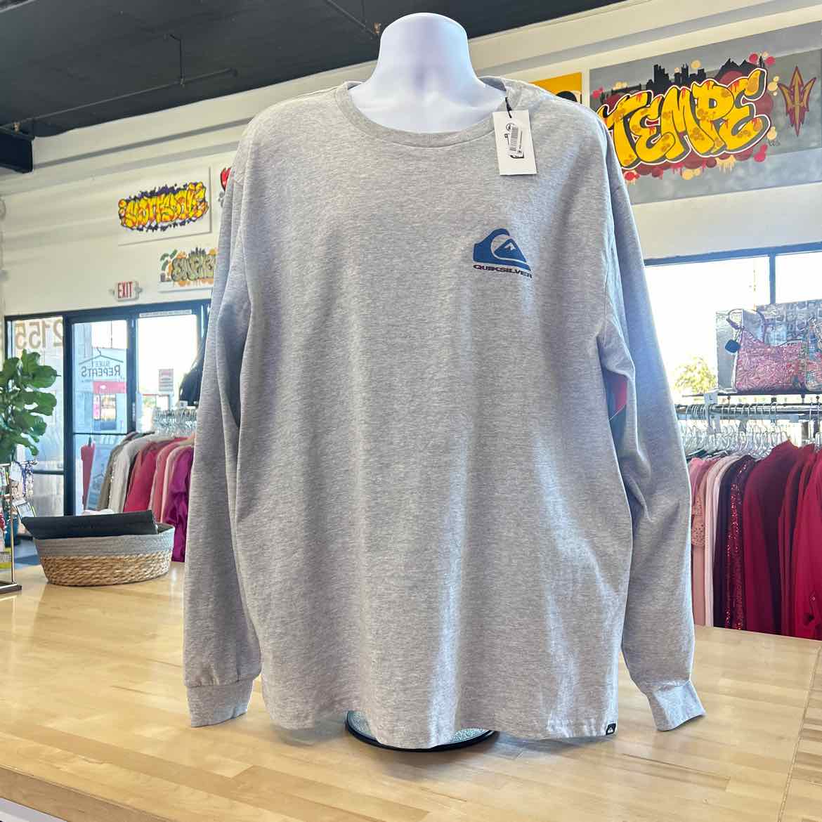 Quicksilver Size XXL Gray New MENS Long Sleeve Shirt