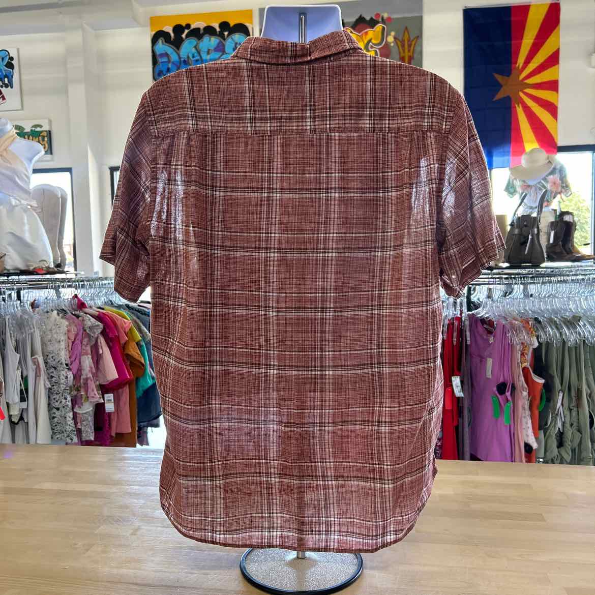 Weatherproof Size L Red Preloved MENS Button Down Shirt
