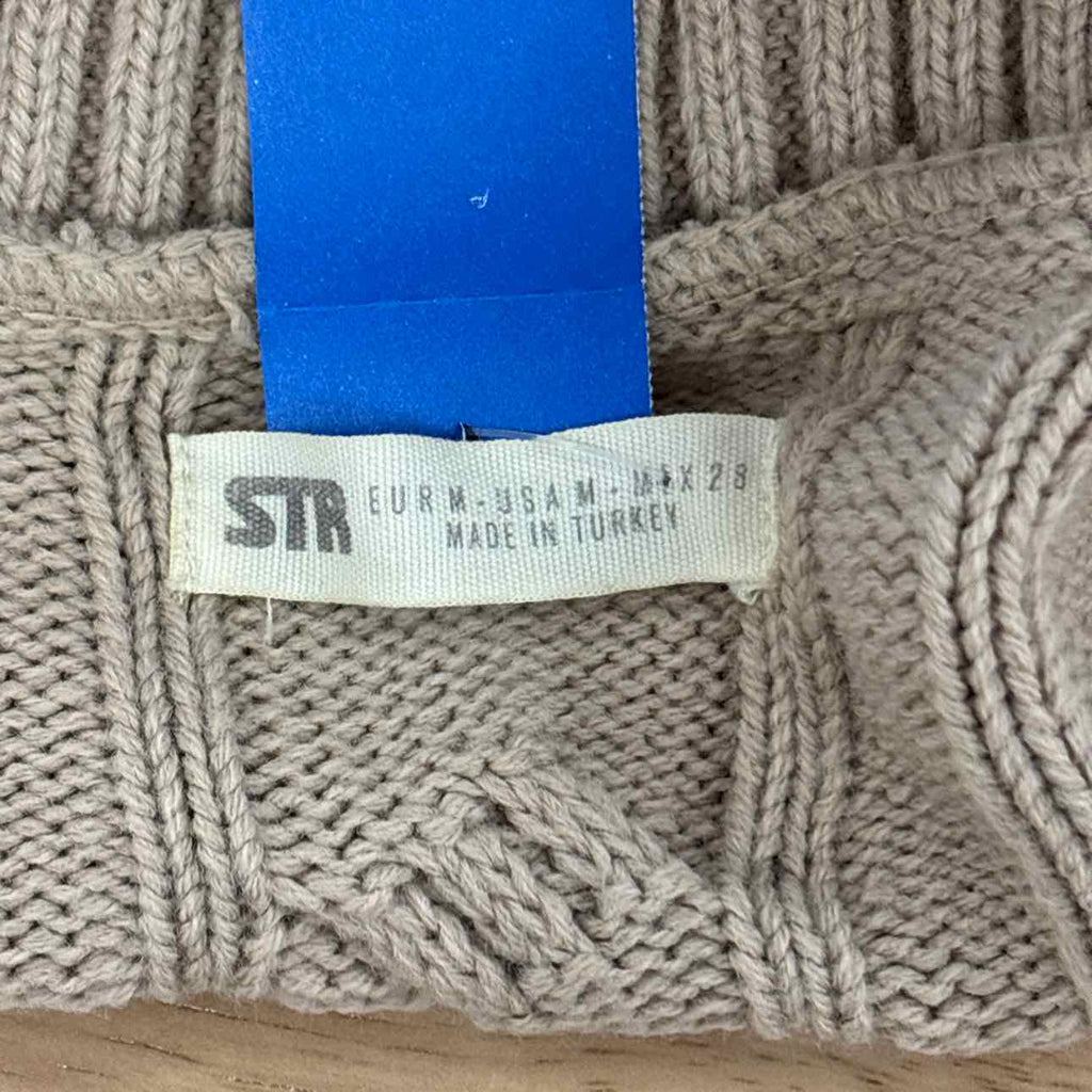 STR Size M Beige Knit Preloved Crop Turtleneck Sweater