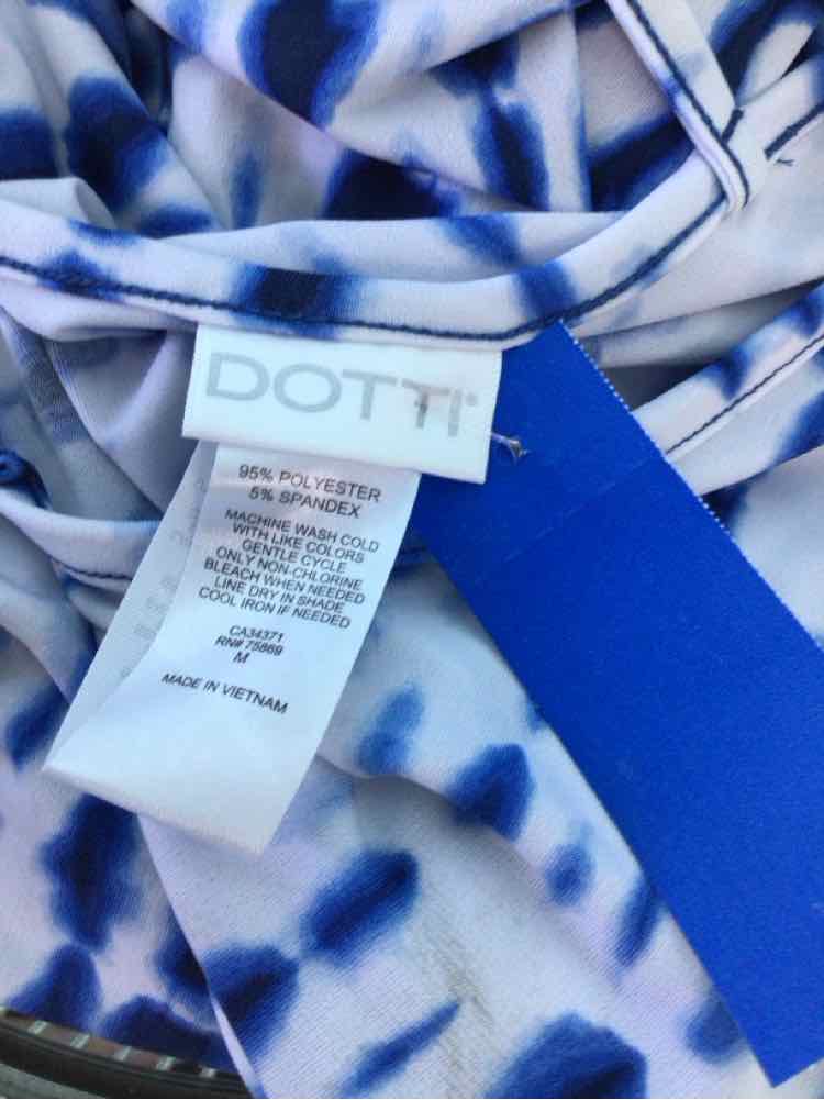 Dotti Size M White and Blue Blouse