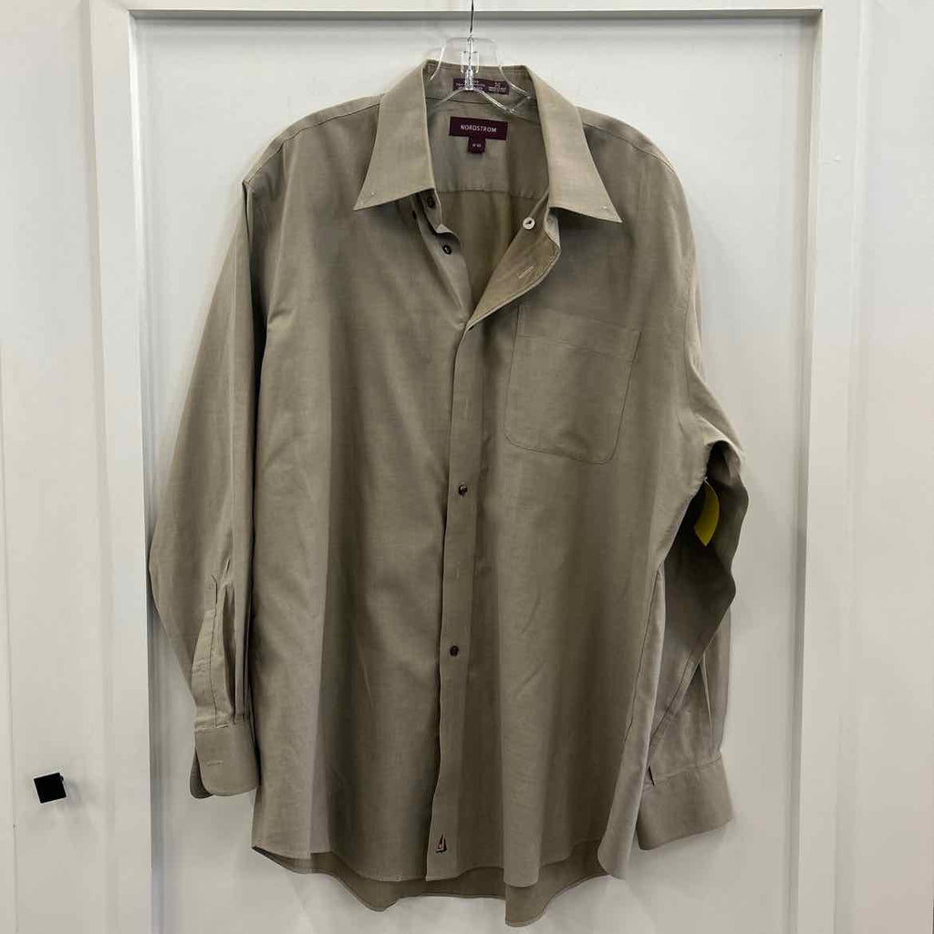 Nordstroms Size 17 34/35 Beige MENS Button Down Shirt