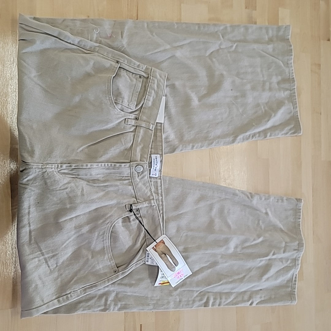 Vanilla Star Size 32 High-Rise Wide-Leg Comfy Jeans - Silver