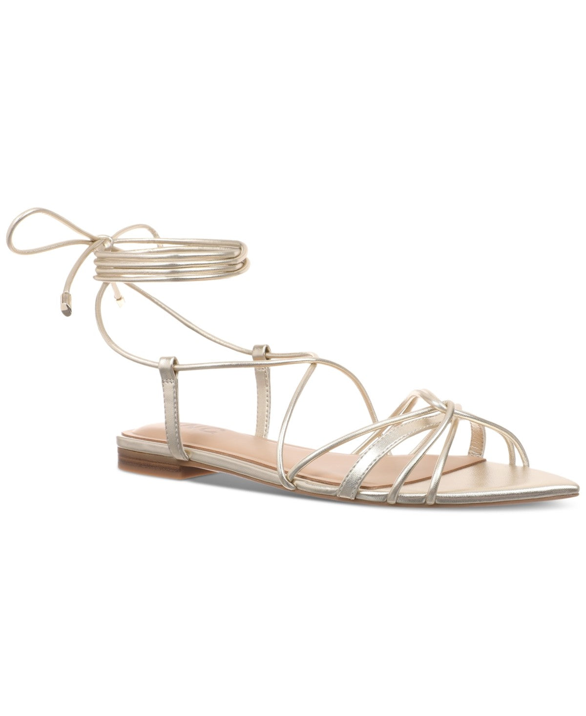 I.n.c. International Concepts Women's Kharmaa Lace-up Flat Sandals - Gold - 7.5