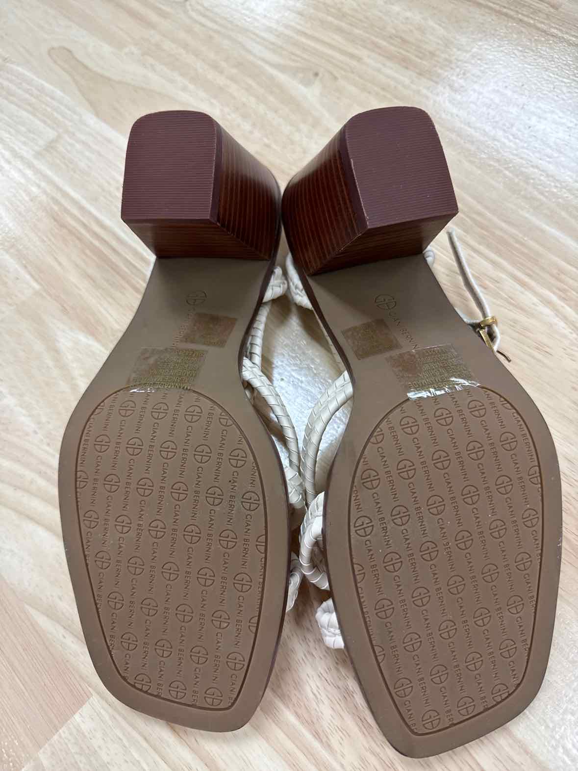 Giani Bernini Size 9 Renaee Block Heel Woven Strappy Dress Sandals -Cream