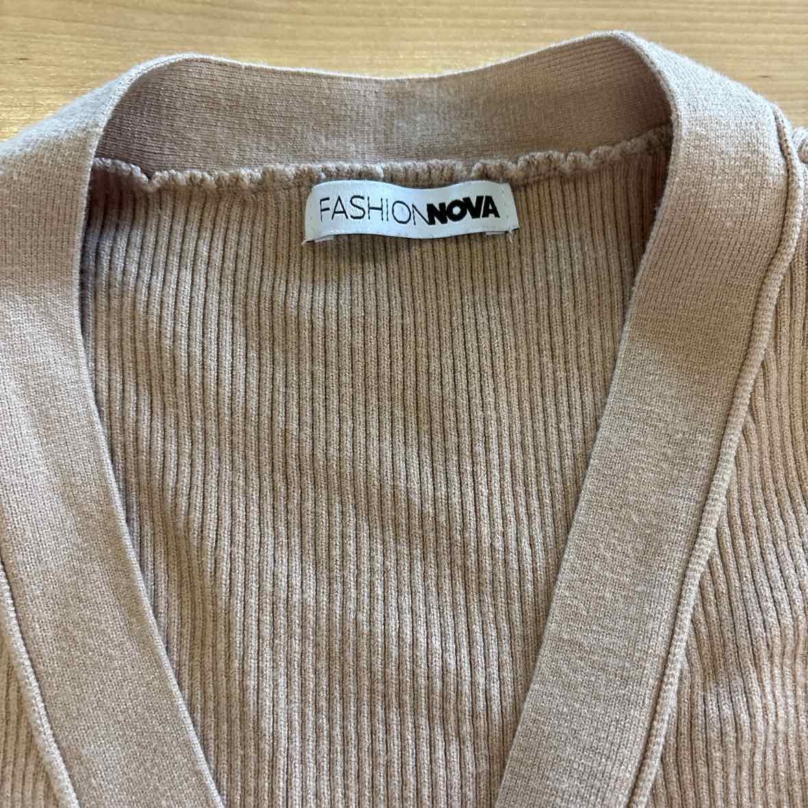 Fashion Nova Size S Beige Knit Sweater Dress