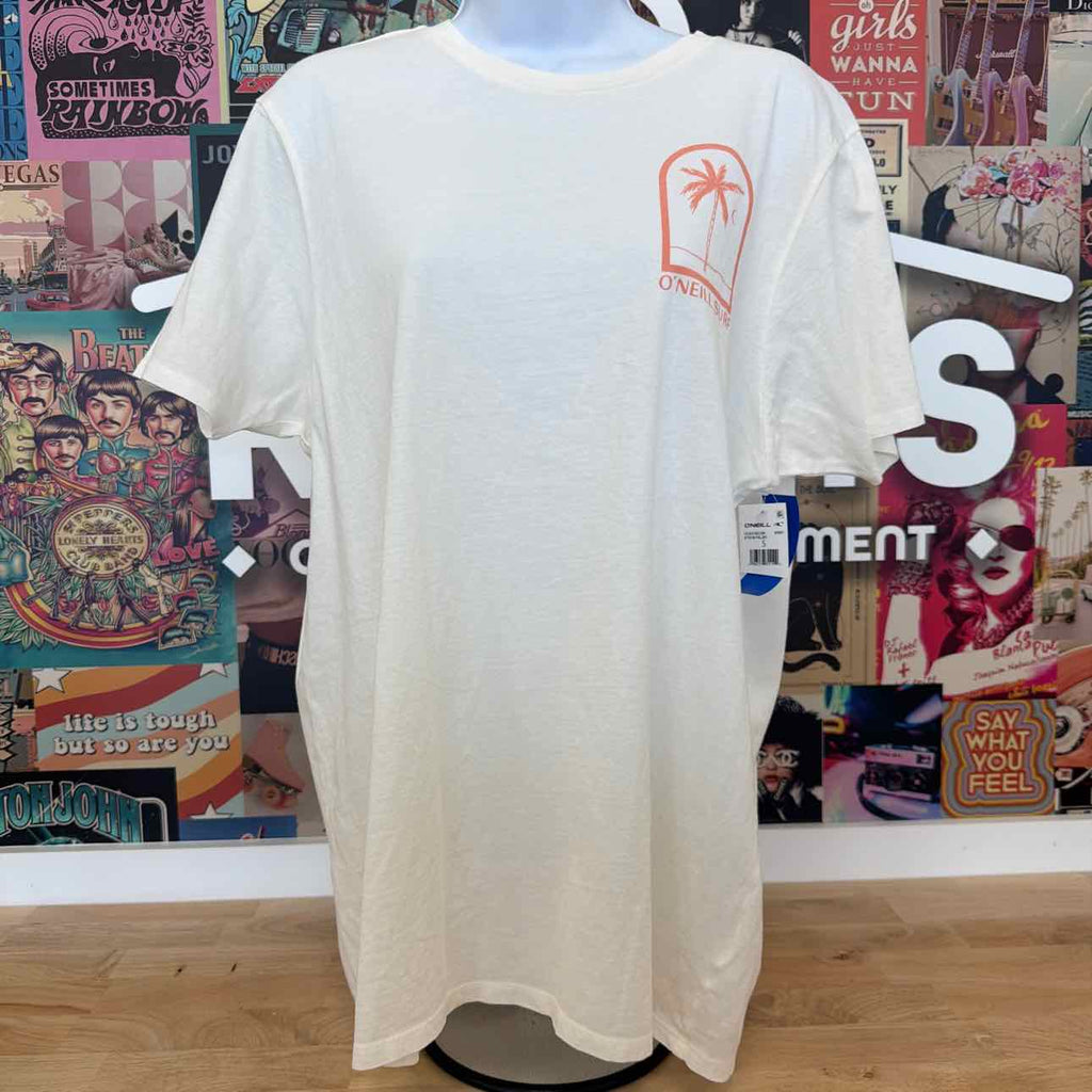 O'Neil Size S Byron Palms Cotton Crewneck T-Shirt