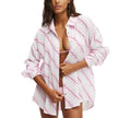 Cotton On Size XS Essential Beach Cover-up Shirt - Coconut Milk/pink/garnet Red