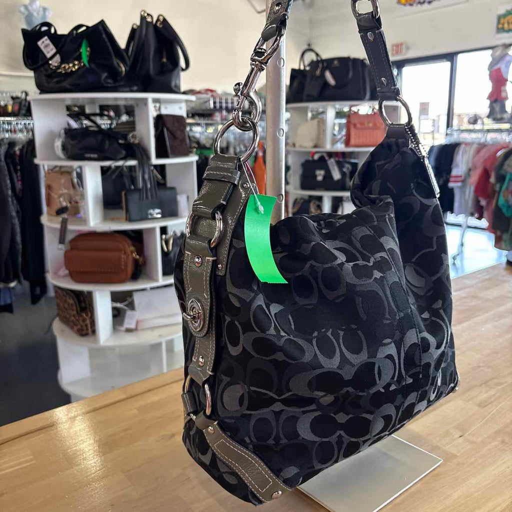 Coach Black/Gray Preloved Handbag