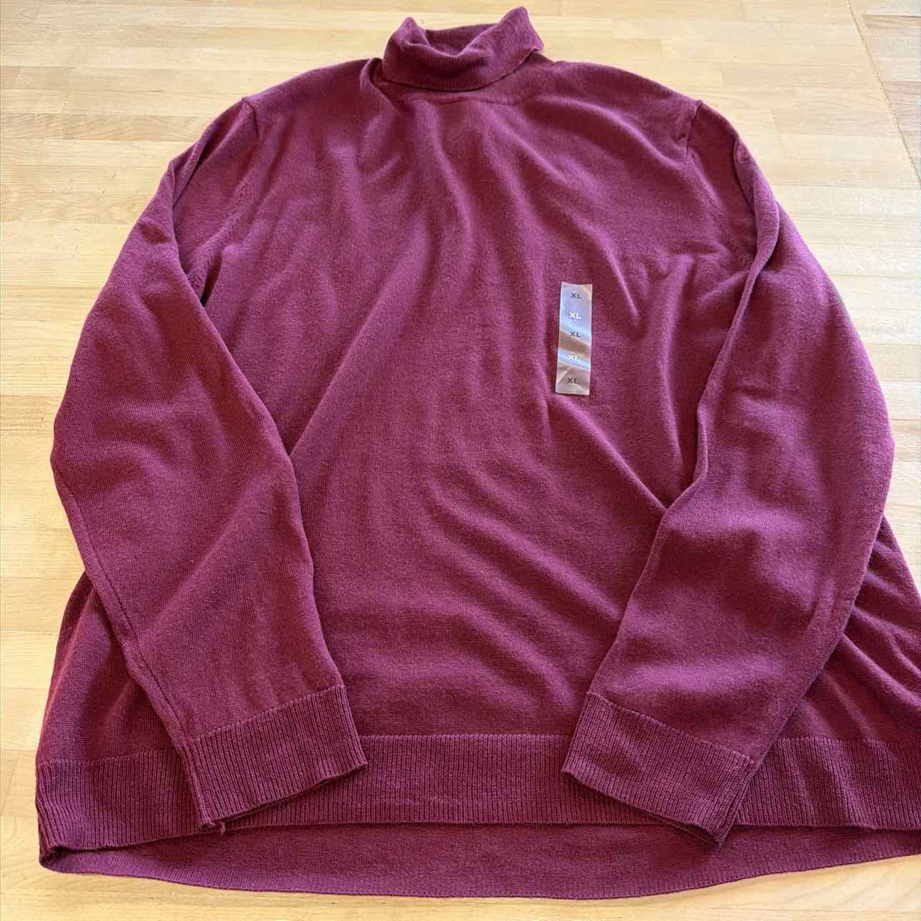 Alfani Men's Merino Wool-Blend Turtleneck Sweater - Maroon Banner - XL