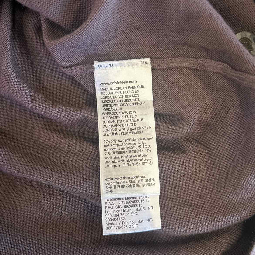 Calvin Klein Men's Extra Fine Merino Wool Blend Sweater - Raisin - XXL
