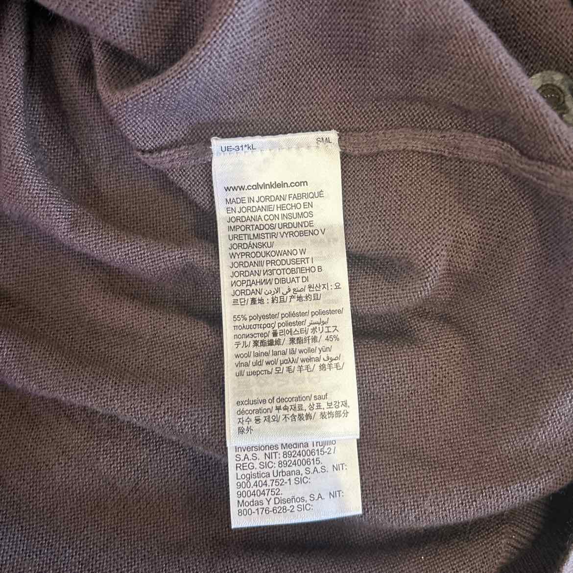 Calvin Klein Men's Extra Fine Merino Wool Blend Sweater - Raisin - XXL