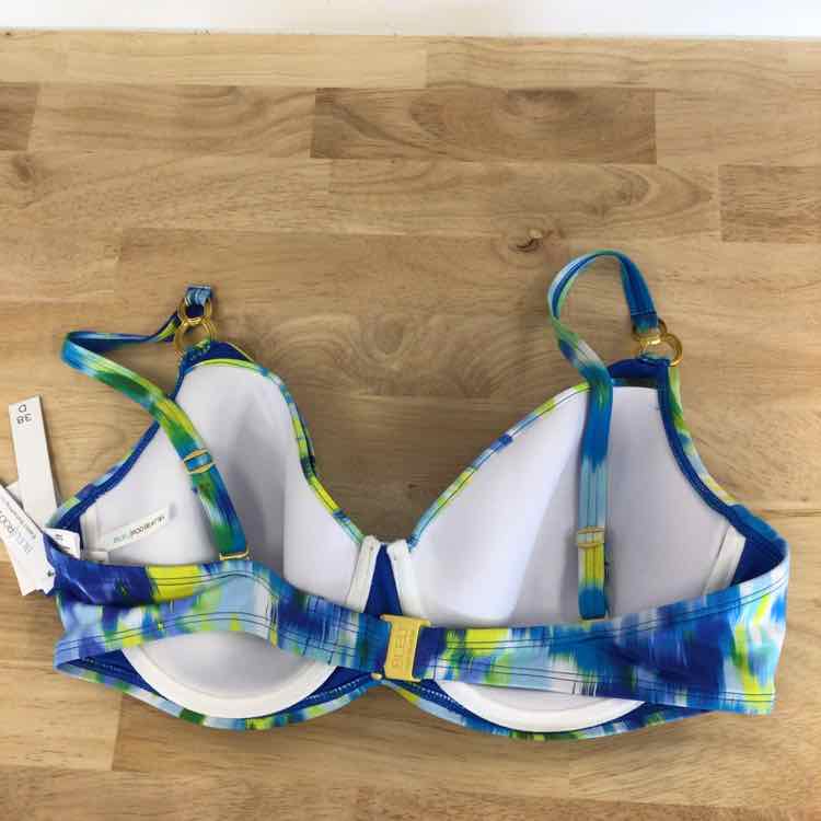 Bleu Size 38D Life's a Beach Printed Underwire Bikini Top
