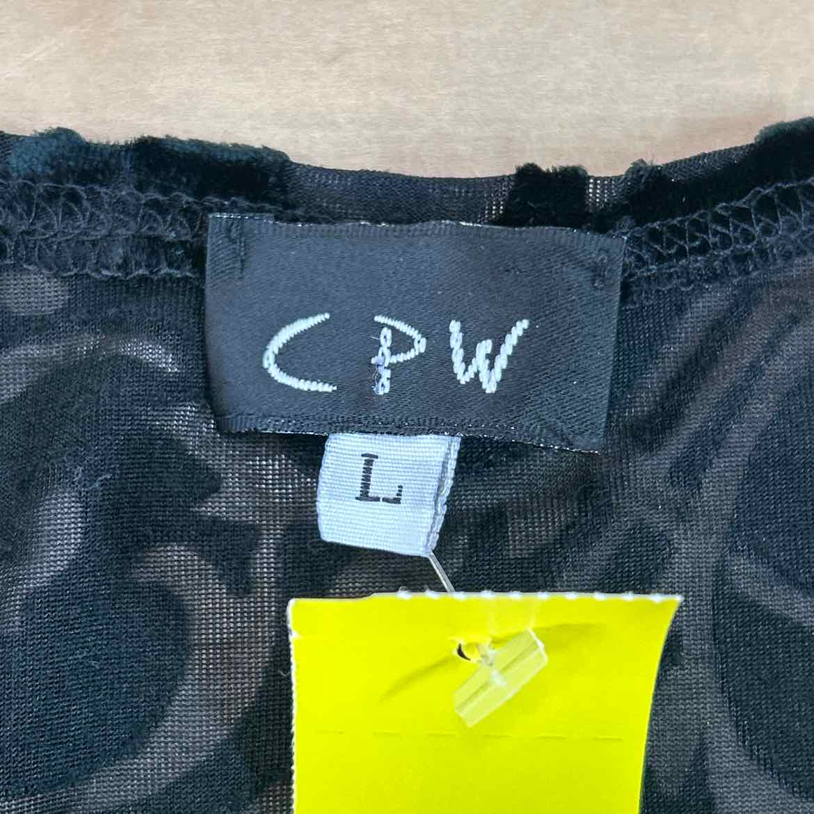 Central park west Size L Black Velvet Preloved Blouse SS