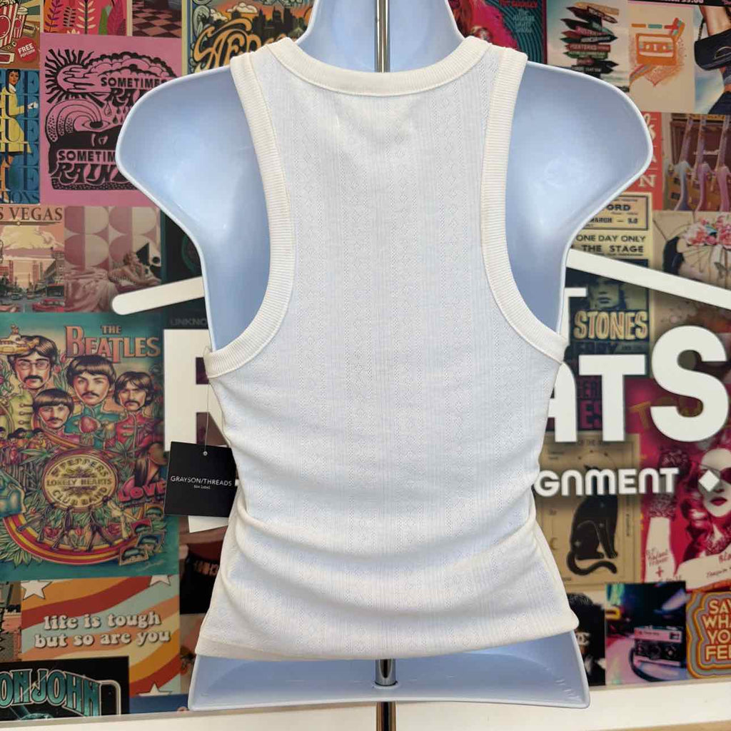 Grayson Threads Size M Pointelle Hibiscus Graphic Tank Top