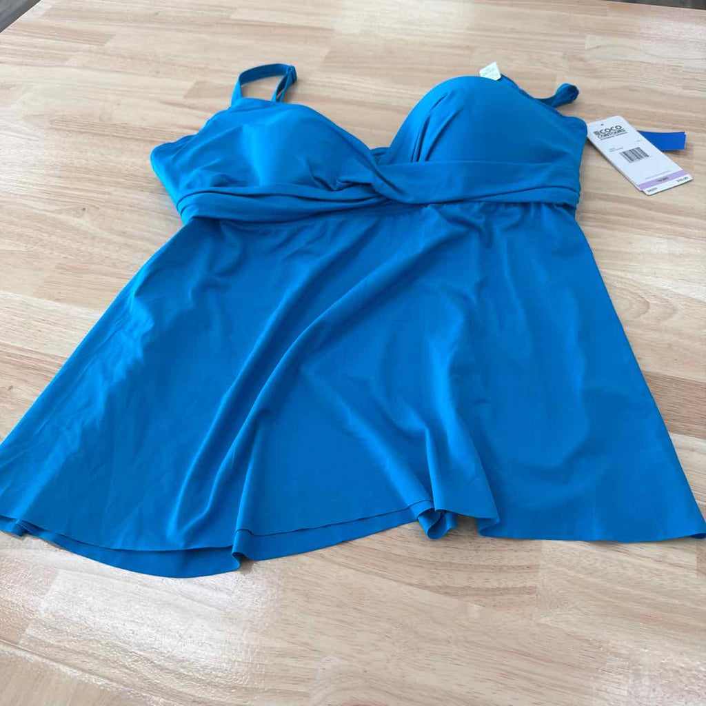 coco contours 38D blue swimsuit top