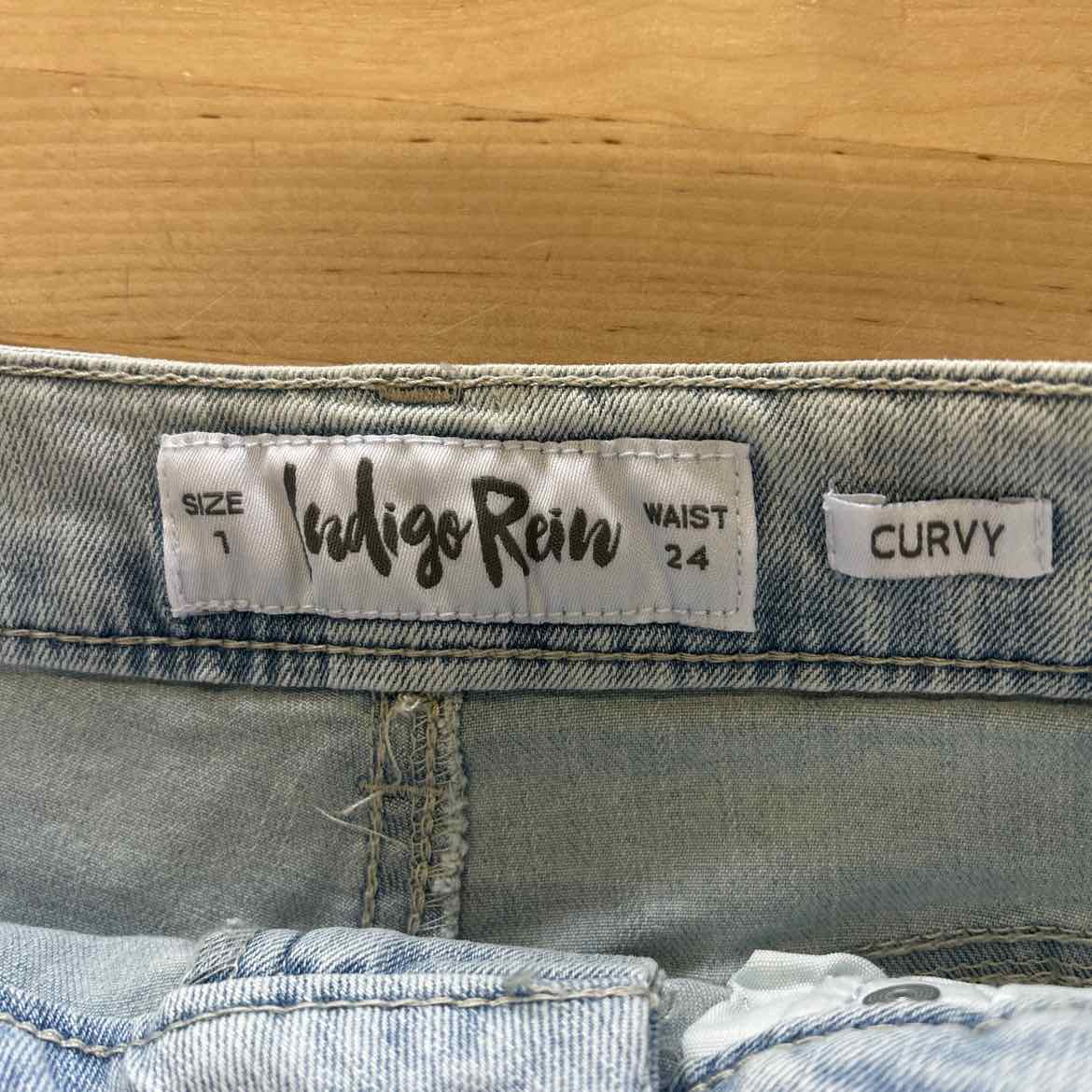 Indigo Rein Juniors' Embroidered Floral Frayed-Hem Denim Shorts - Light Blue