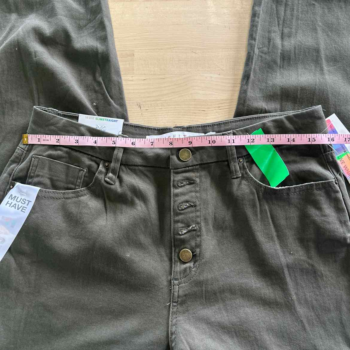 Tinseltown Juniors' High-Rise Slim-Fit Straight-Leg Jeans - Olive