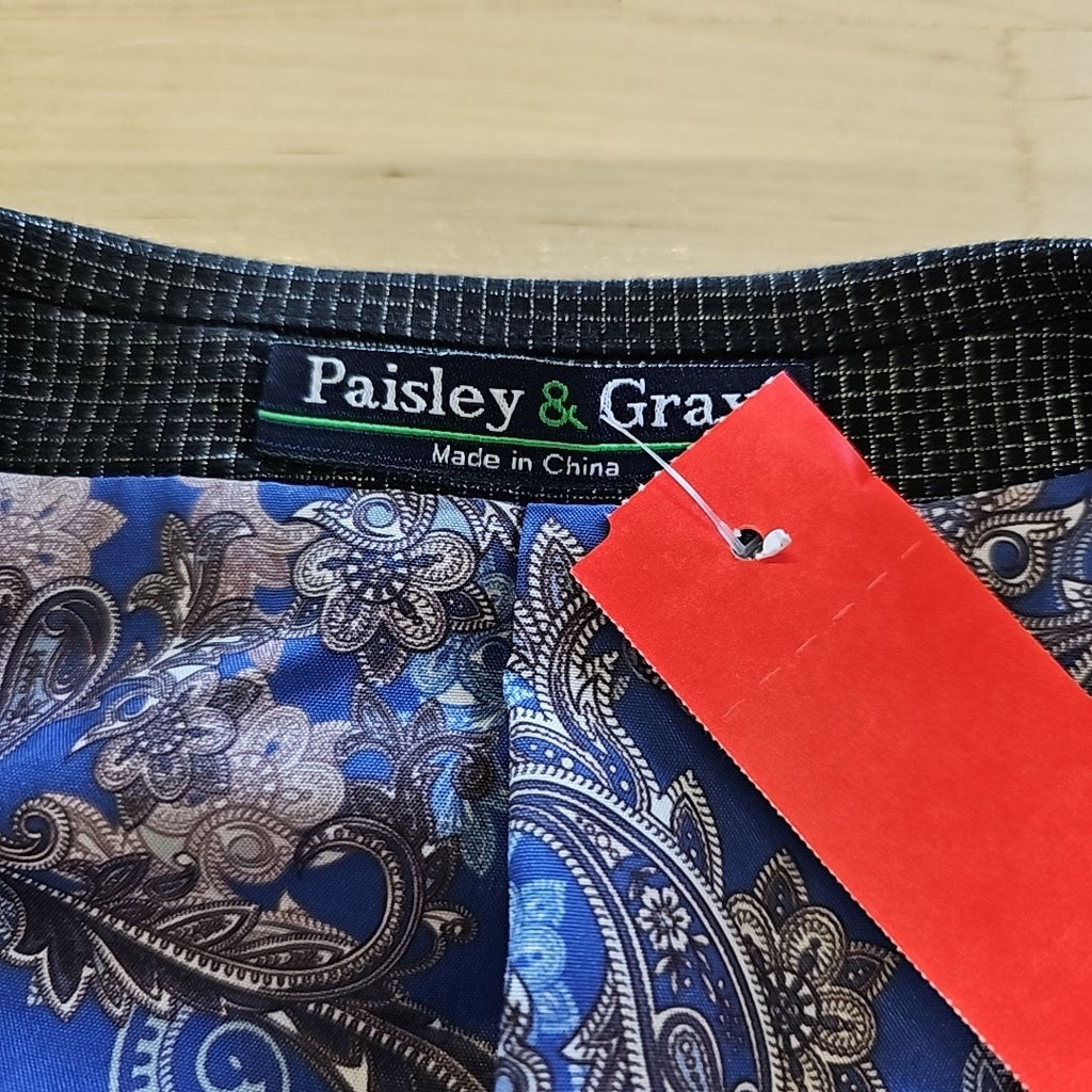 Paisley & Gray Men's Peak-Lapel Tuxedo Jacket - Black Silver Knit