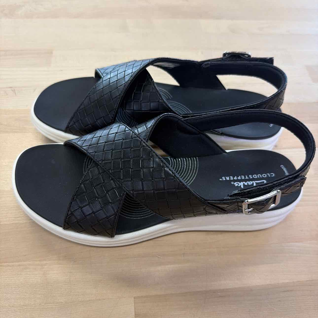 Clarks Women's Drift Sun Slip-on Slingback Wedge Sandals - Black Wove